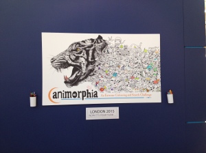 A page from Animorphia for people to colour at the London Book Fair, April 2015